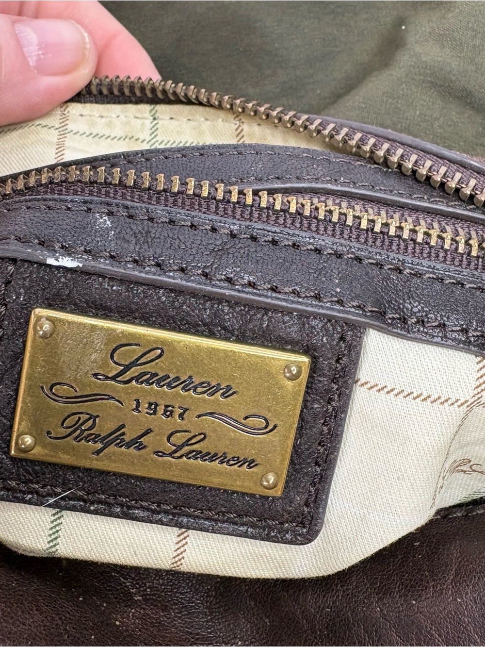 Ralph Lauren 1967 Heritage Utility Crossbody Olive Canvas & Leather Bag Military - Picture 7 of 12
